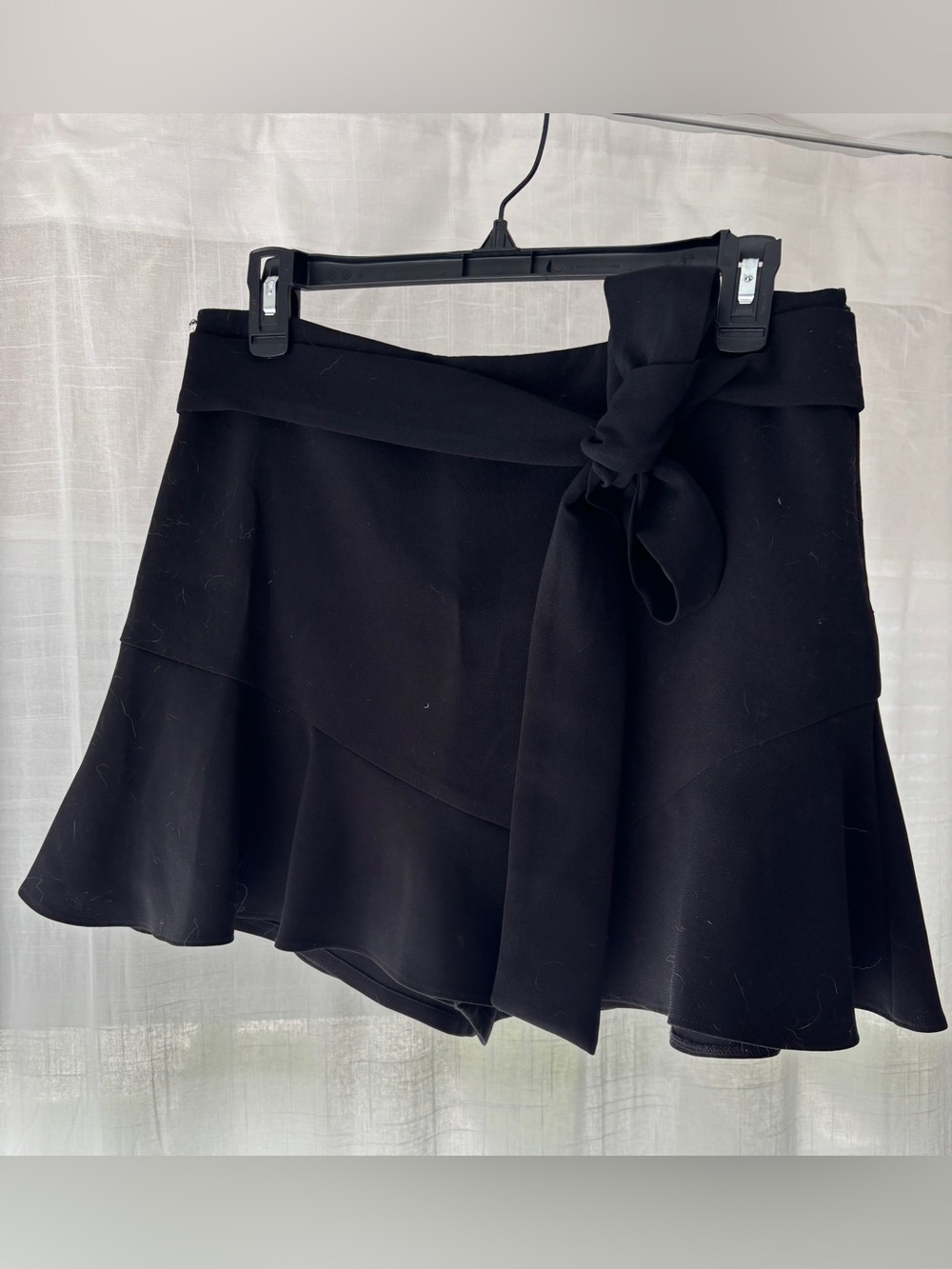 Zara Black Tie-Waist Flared Mini Skirt with Skort Lining